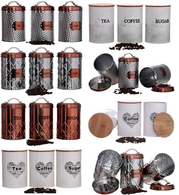 Retro Vintage Kupfer Tee Kaffee Zucker Vorratsgläser Kanister Set Luftdichter Deckel