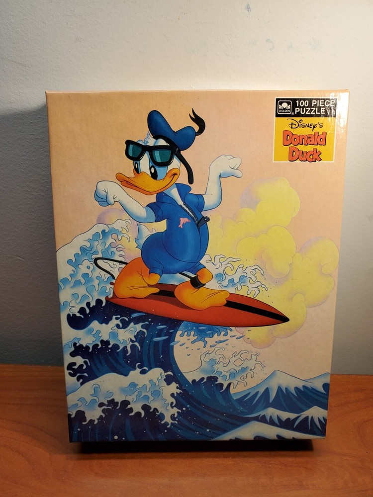 Disney Golden Donald Duck  Surfing Puzzle 100 Pcs Vtg  Complete 1980s