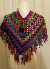 Girl's Handmade Crochet Poncho Adjustable Neck 4-6 Years approx. ck measurements