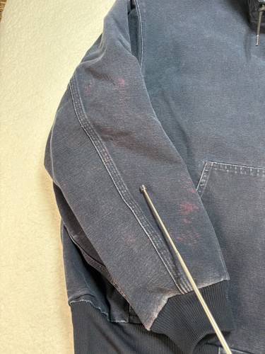 Carhartt Jacket Mens 2XL Blue Duck Thermal Hooded Age Fade Work Coat Made in USA - Picture 19 of 21