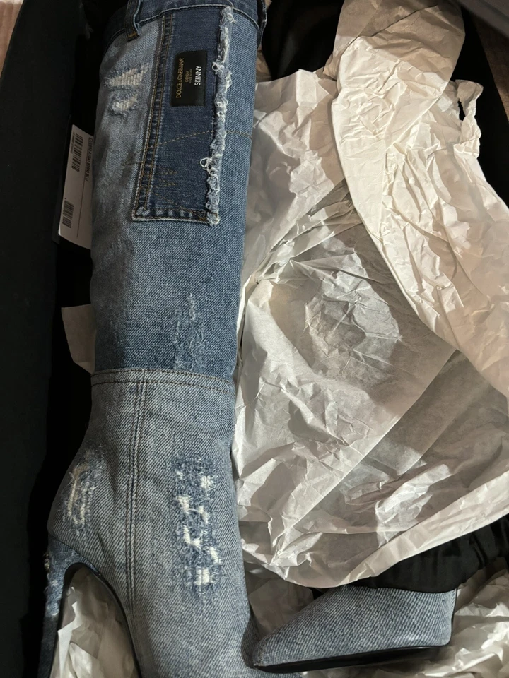 Dolce And Gabanna Denim Patchwork Boot - Image 4 of 4