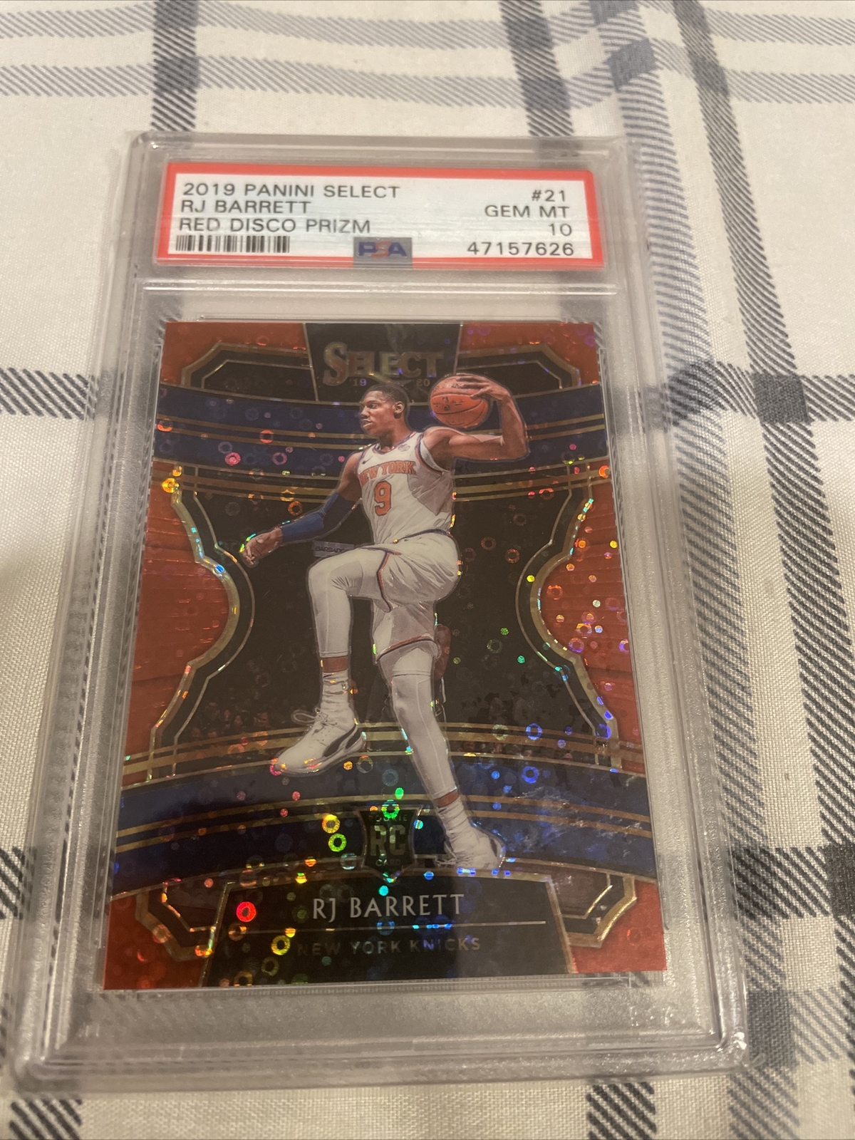 2019 Select Concourse Hybrid Red Disco Prizm /49 RJ Barrett #21 PSA 10 Rookie RC