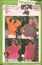8574 Vintage Simplicity SEWING Pattern Misses Jiffy Pullover Top Tie Belt OOP SM