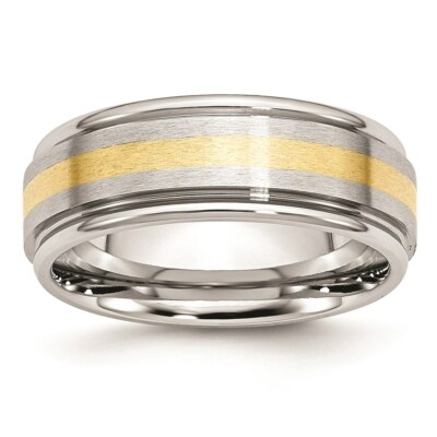 Chisel Cobalt Real 14kt Gold Inlay Satin and Polished 8mm Band S:10
