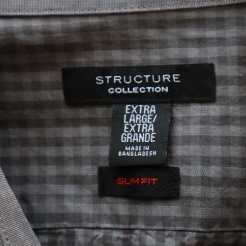Structure Shirt Mens XL Slim Fit Casual Pocket Button Up Gingham Long Sleeve - Picture 5 of 6