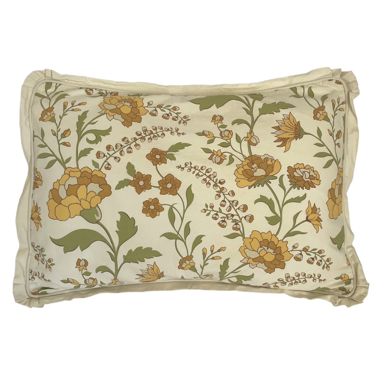 Vintage Raymond Waites Standard Size Floral Multicolor Cotton Retro Pillow  Sham