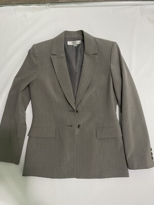 TAHARY Arthur S Levine Womens Blazer Size 6 Striped Grey de segunda mano