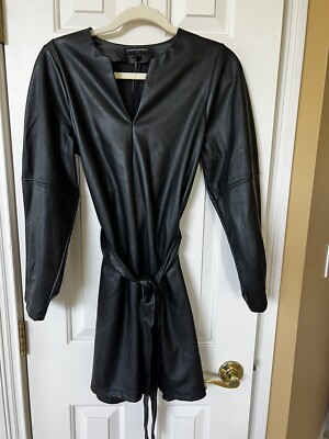 BANANA REPUBLIC NWT $130 Vegan Leather Knee Length Wrap Dress in Black Size  XS | eBay