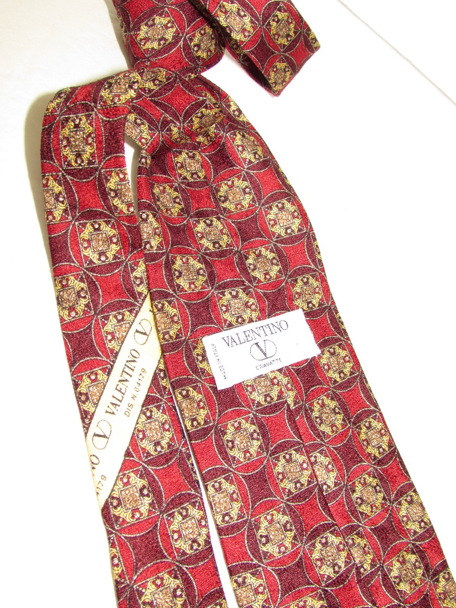 オーダー VALENTINO CRAVATTE Silk Colorful Geometric Medallion Patterns