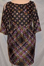 Miss Sixty M60 Beaded Silky Geo Print Empire Waist Cocktail/Party Dress-2/4