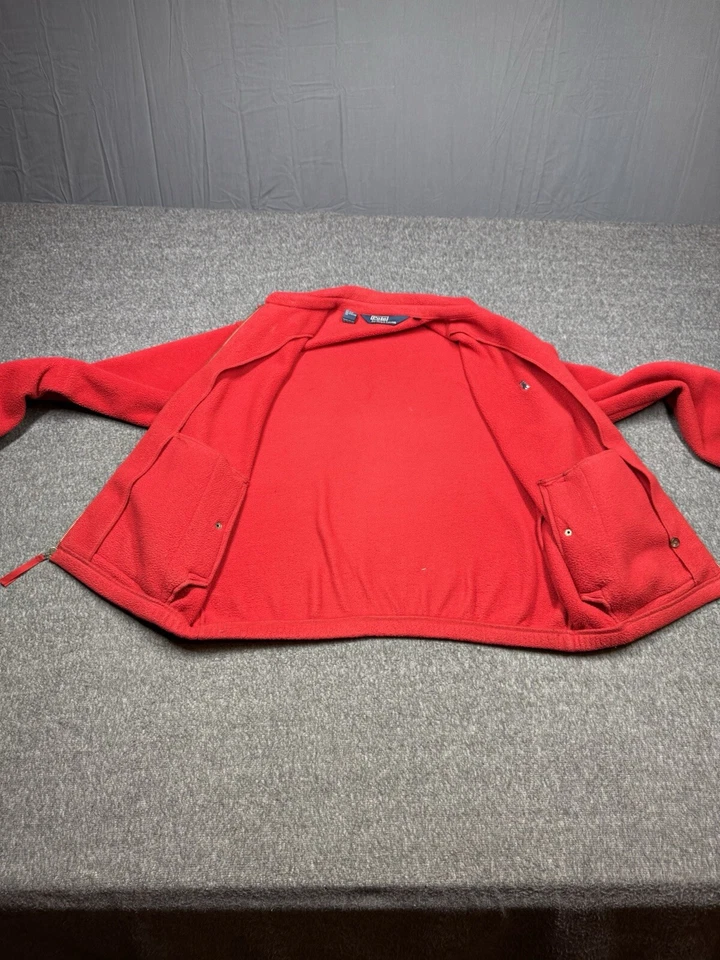 复古 Polo Ralph Lauren 夹克男式大号红羊毛 Polartec 拉链环领 — 第 4/4 张图片