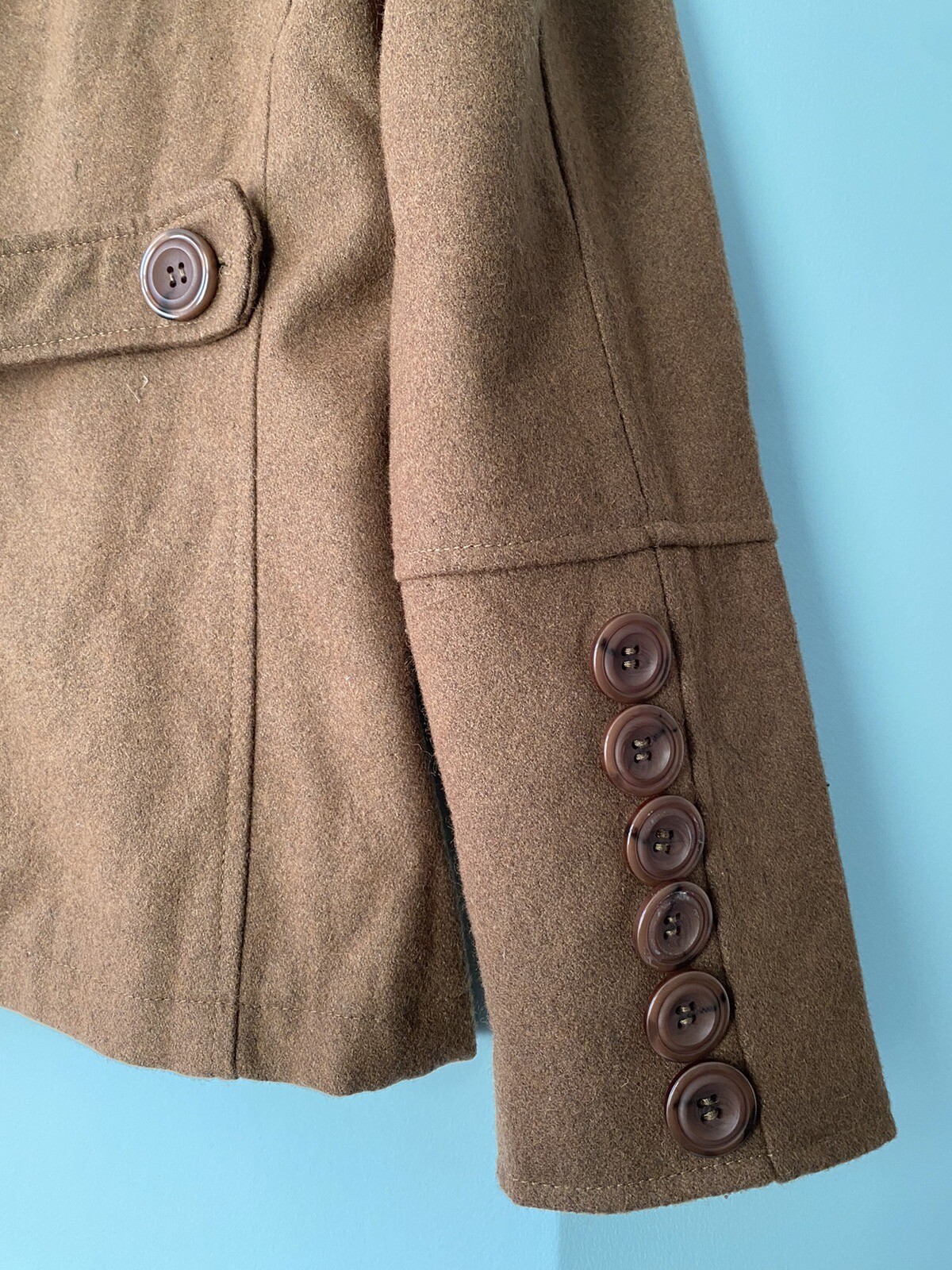 ALTRA Cappotto corto elegante uomo OTHER SIDE misto lana marrone chiaro stile militare taglia L