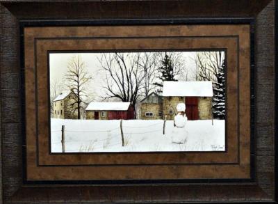 Billy Jacobs First Snow Country Snowman  Art Print-Framed 27.5 x 20.5