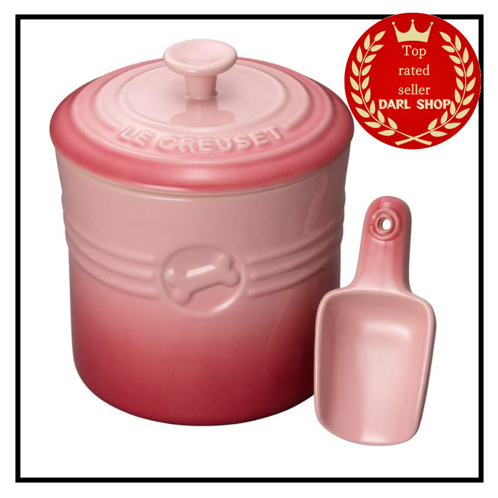Le Creuset Pet Food Container with Scoop Dog Cat Treats Stocker