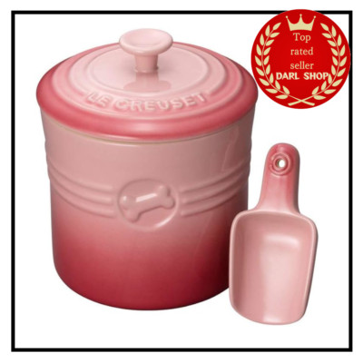 Le Creuset Pet Food Container with Scoop Dog Cat Treats Stocker