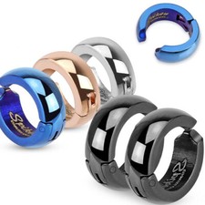 316L Surgical Stainless Steel Hoop Non-Piercing Clip On Earrings Choose Color 