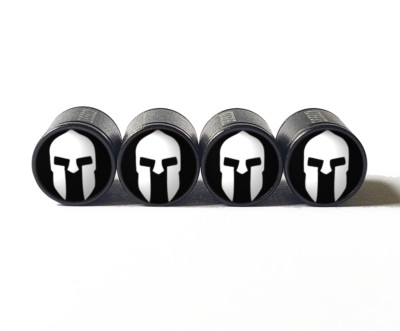 Spartan Warrior Trojan (Style 5) Tire Valve Caps - Black Aluminum - Set of Four