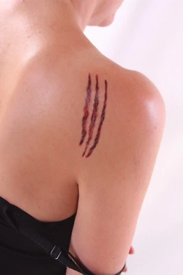 TOP TATS X-LARGE CAT ANIMAL FANCY DRESS SCRATCHES FAKE BLOOD HALLOWEEN TEMPORARY TATTOOS