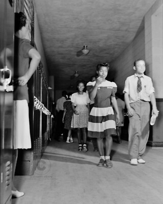 Teacher Greeting Students 1941 Photo Central High School Charlotte Virginia 8X10