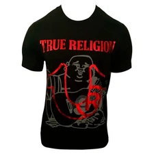MSRP $59.99 NWT TRUE RELIGION MEN'S BLACK CREW NECK SHORT SLEEVE T-SHIRT SIZE L