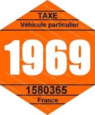 vignette fiscale 1969 pour intérieur pare-brise RENAULT PEUGEOT CITROEN FORD BMW
