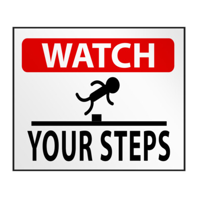 Industrial Decals Horizontal Vinyl Stickers Watch Your Step Sign Safety