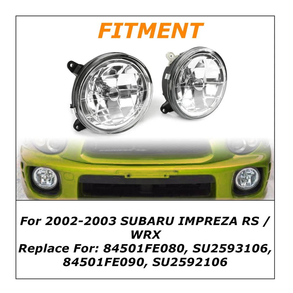 KUAFU Clear Lens Glass Fog Lights Set Fit For 2002-2003 Subaru Impreza RS / WRX - Image 2 of 4