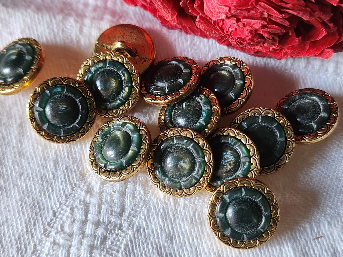 Lot De 6 Boutons Vintage En Métal - Coeur Panaché - 1,7 Cm - Ref 5825 - Occasion