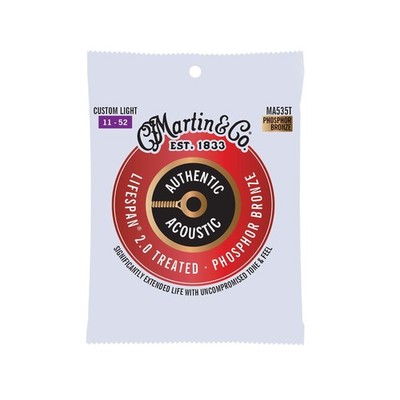 Martin Authentic Acoustic Guitar Strings - Lifespan 2.0 Treated Bronze