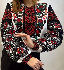 Woman Vyshyvanka Ukrainian embroidery embroidered blouse coton