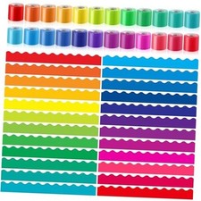 Scalloped Bulletin Board Borders Set - 24 Rolls 944.9 ft Rainbow Color