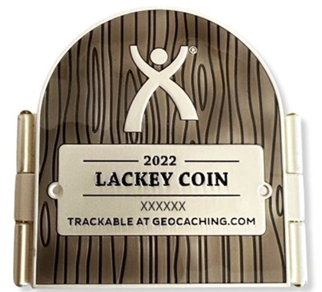 Very Hard to Find! 2022 Lackey Geocoin & Tag - Unactivated - with copy tag