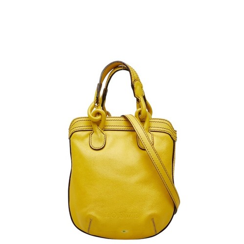 Loewe Anagram Fiesta Handbag Shoulder Bag 2WAY Yellow Leather Ladies LOEWE Used