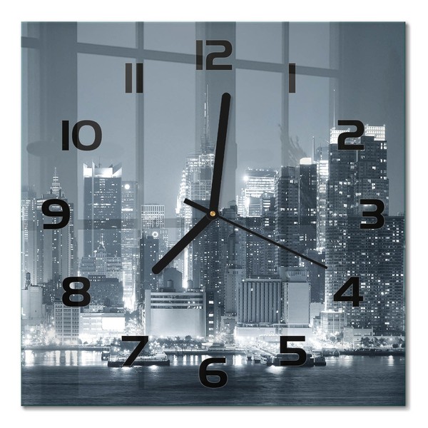 Glas-Wanduhr Wanduhr Aus Glas Manhattan New York Schwarze Zeiger 30X30 Cm-image