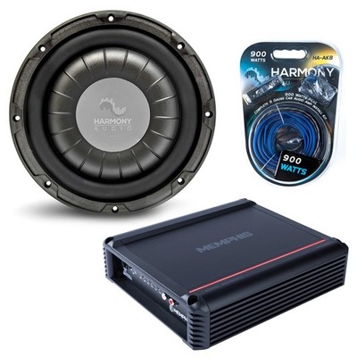 Harmony Audio HA-F104 Bundle 10'' Car Audio Subwoofer 350W RMS & SRX500D.1 Amp