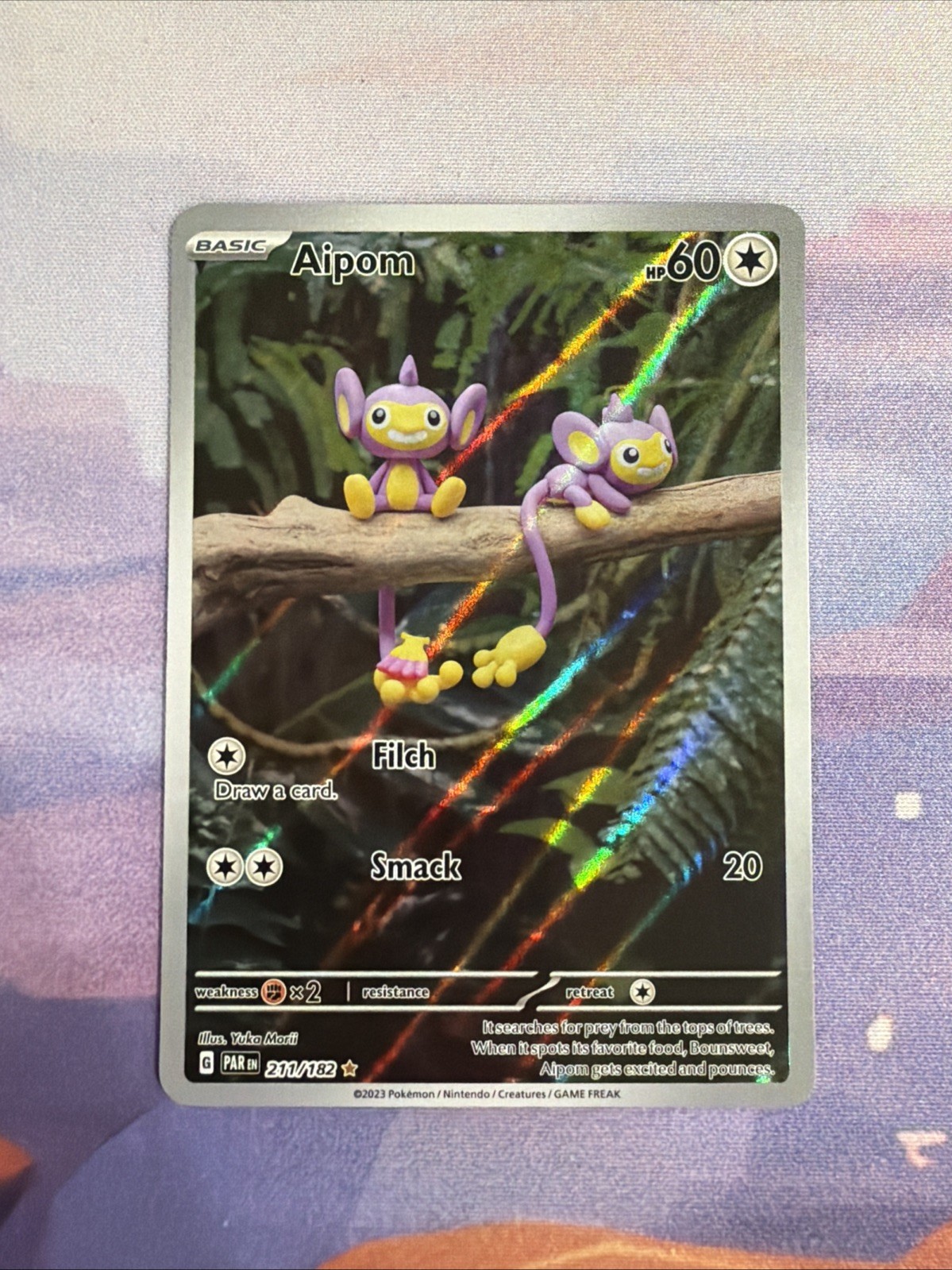 Aipom 211/182 - Illustration Rare - Pokemon TCG Paradox Rift - NM/Mint
