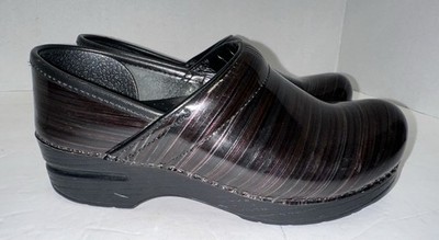 Dansko Striped Wine Leather Clog Shoes Womens 37/US 6.5-7 Professional Nursing