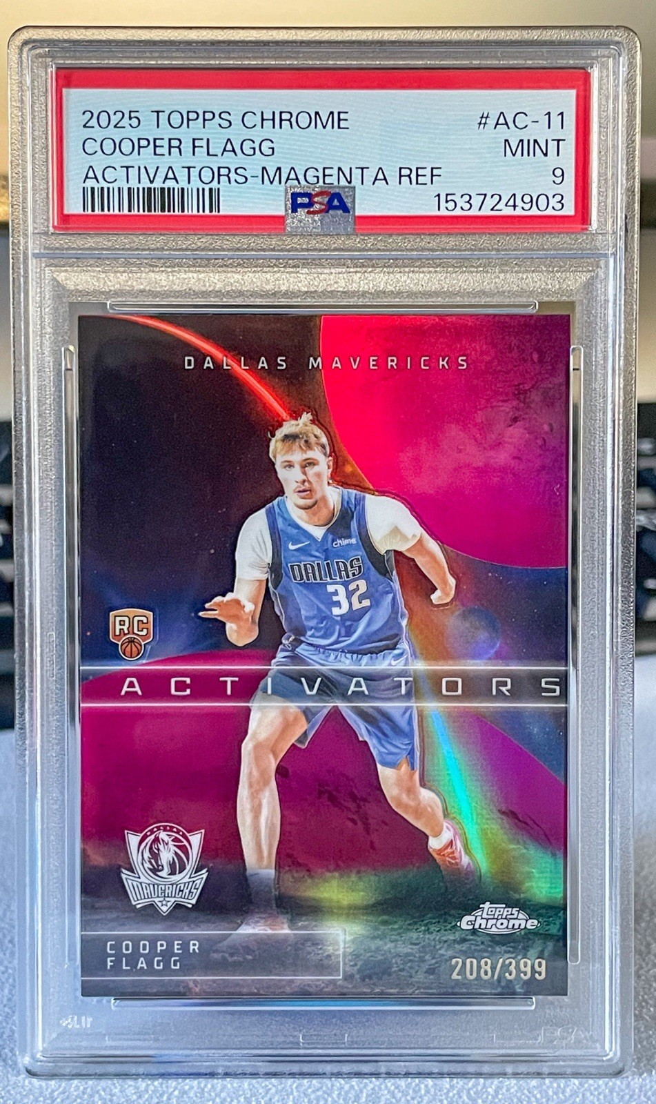 2025 Topps Chrome COOPER FLAGG #AC-11 Activators MAGENTA #208/399 RC PSA 9