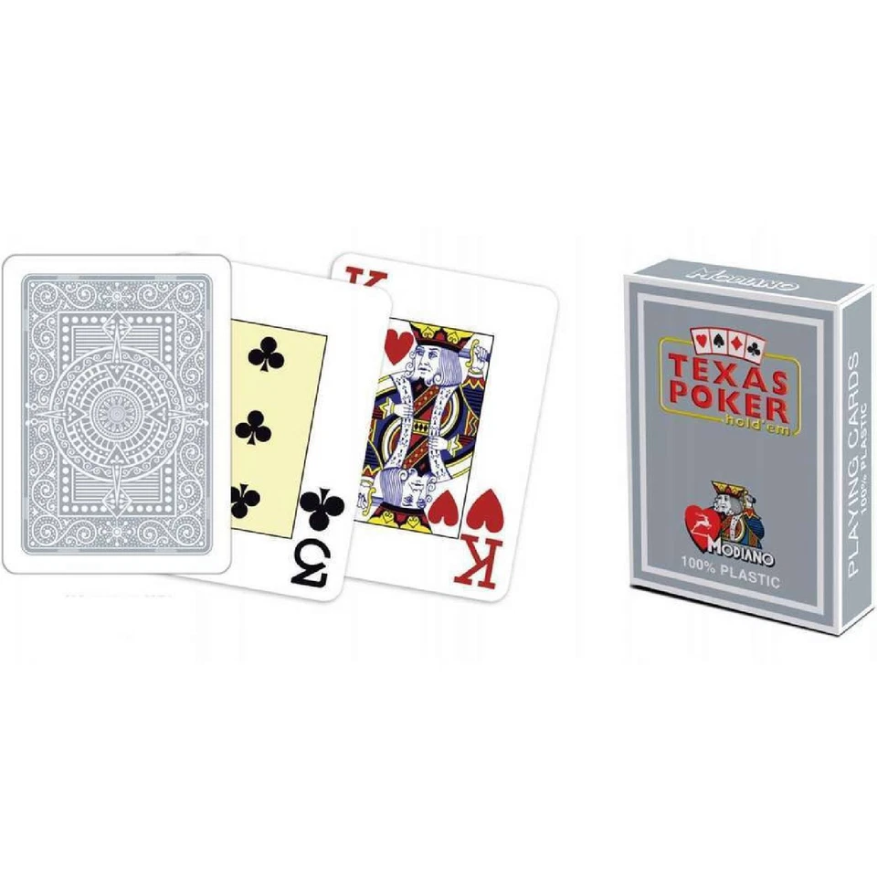 Texas Poker Hold Em Grey Playing Cards Modiano Jumbo Index Poker Size Italy New - Image 4 of 4