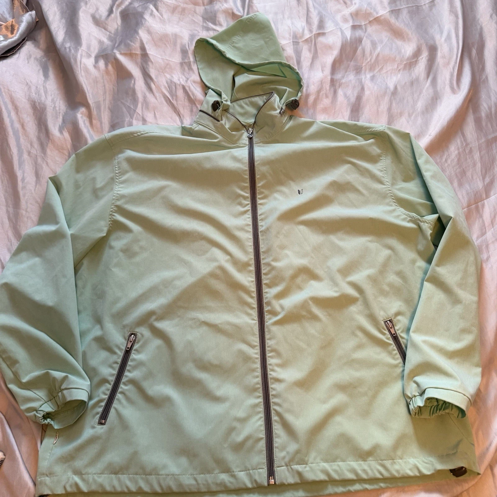 Linksoul Tempus Fugit Hooded Jacket Mens XXL Green Full Zip Windbreaker Golf