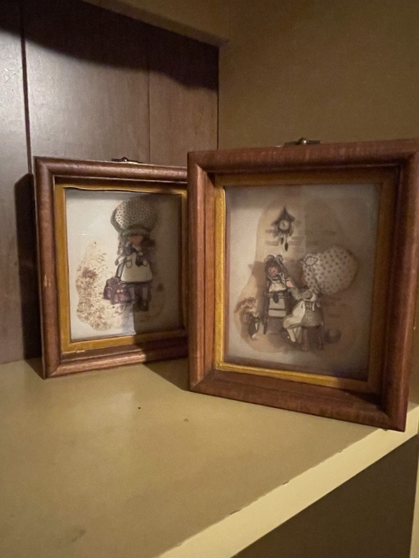 Vintage Holly Hobbie Shadow Box Pictures Set of 2