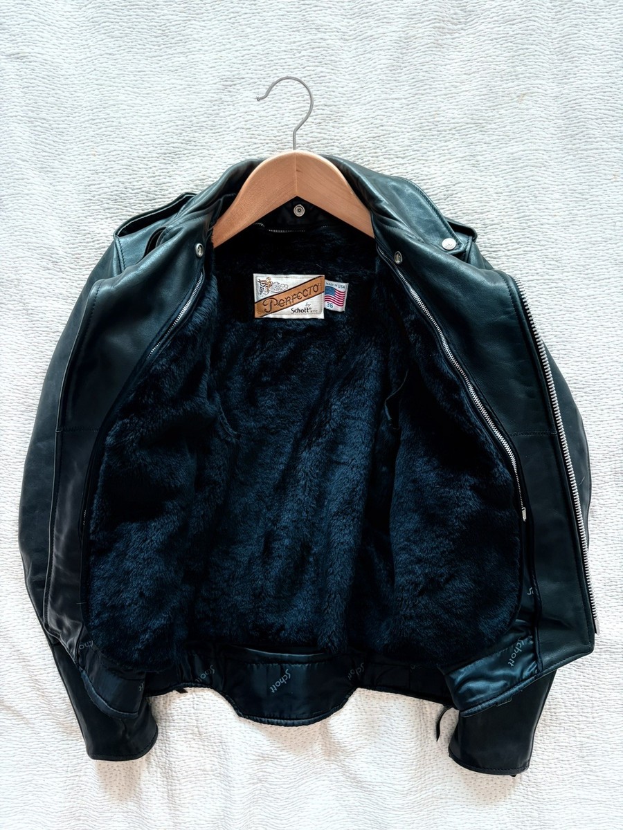 Schott NYC Perfecto 125 Mens Size 36 Cowhide Leather Jacket Black