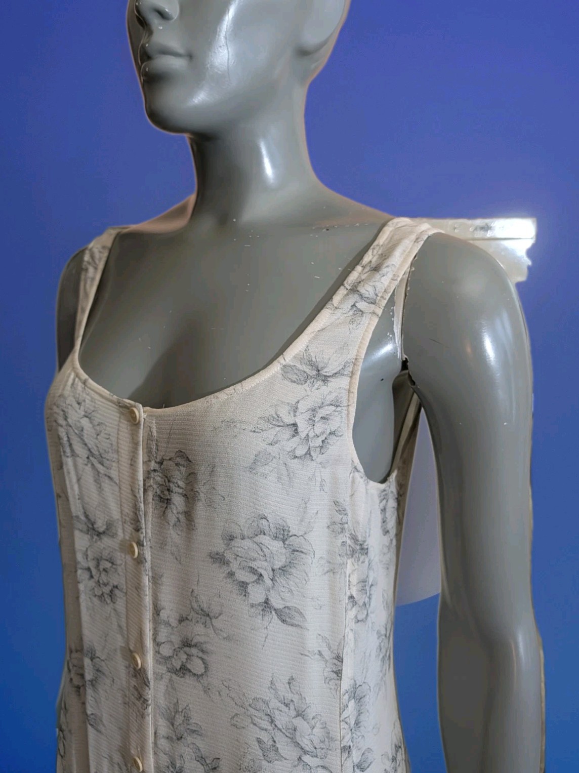 VTG 1993 Archival Calvin Klein Collection Silk Cream Muted Floral Maxi Dress 6 image 10