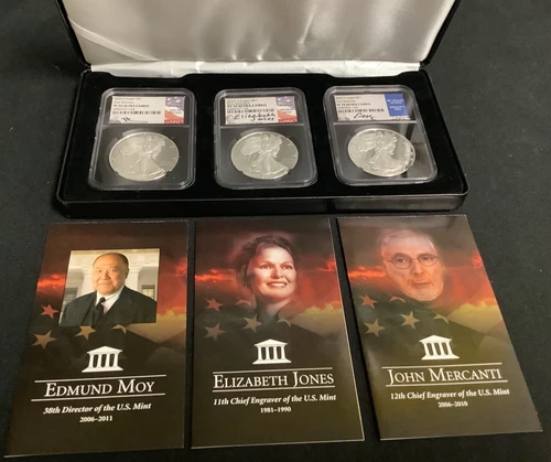 2020-S American Silver Eagle 3-Coin Set First Releases Signed NGC PF70 UCAM