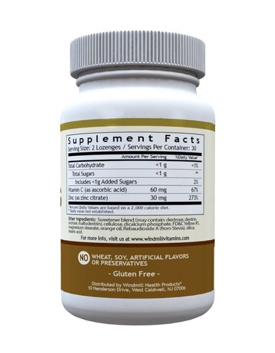 Windmill Zinc Lozenges with Vitamin C Antioxidant, Citrus Flavor, 60 Count - Picture 2 of 7