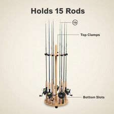Fishing Pole Rod Racksfloor Stand Bamboo Round Rods Holder For 15 Fishing Poles