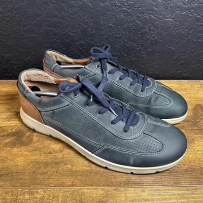 ECCO Kyle Retro Navy Blue Brown Leather Sneakers Mens EU 47 US 13-13.5
