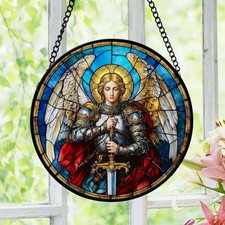 Archangel Michael Stained Glass Suncatcher, Guardian Angel Decor