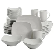 40 Piece Square Ceramic Dinnerware Set Dishware 8 Dishwasher Microwave Safe New