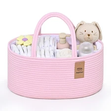 Best Baby Diaper Caddy Organizer Cotton Rope Basket, Basket for Changing Table